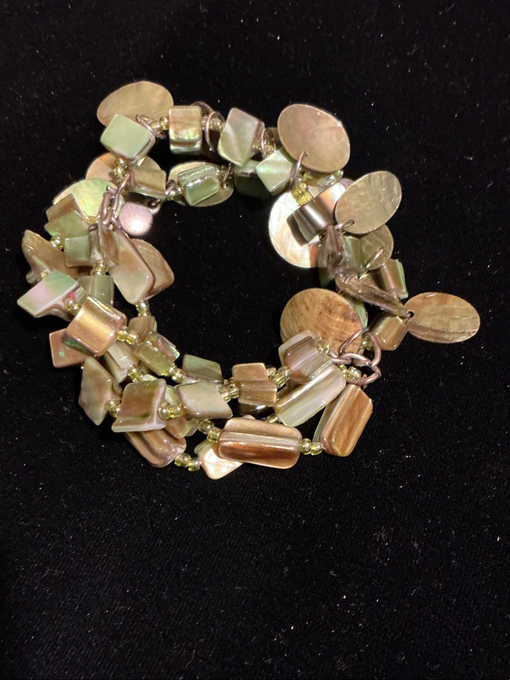 Mother - of - Pearl and Glass Bead Wrap Bracelet